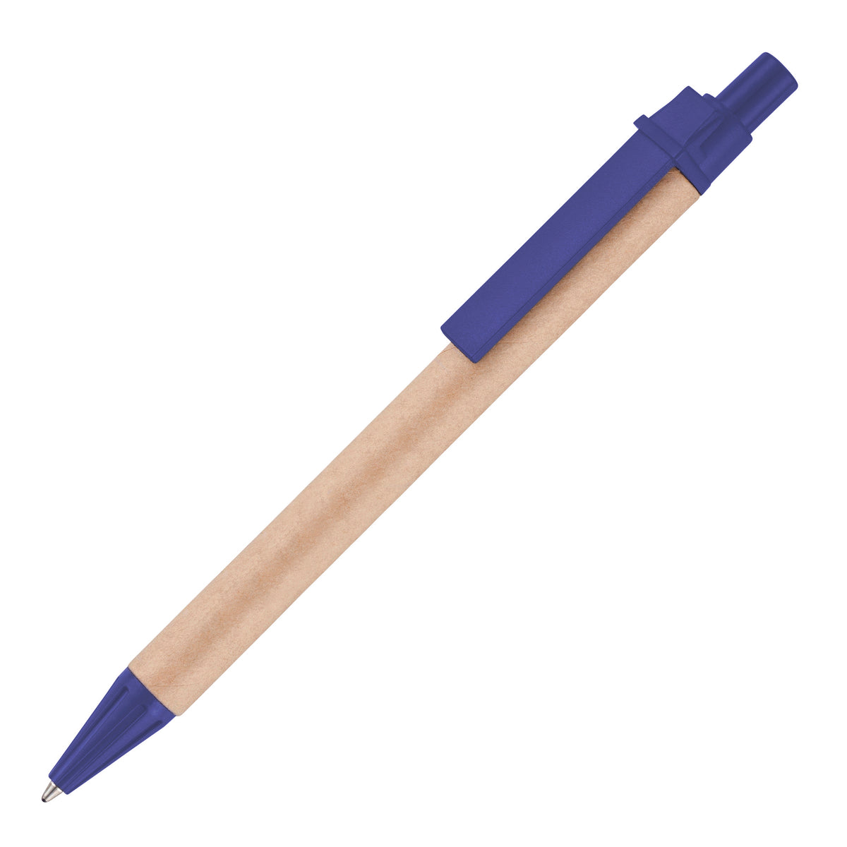 Branded Card Barrel Push Action Ball Pen in BLUE