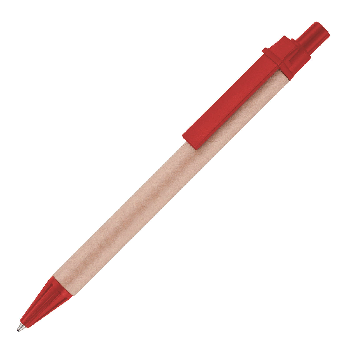 Branded Card Barrel Push Action Ball Pen in RED