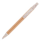 Branded Card Barrel Ball Pen with Natural Wheat Trim