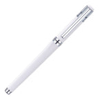 Branded Metal Trim Capped Gel Roller Pen in WHITE