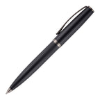Branded Matt Black Fluted Steel Ball Pen in BLACK