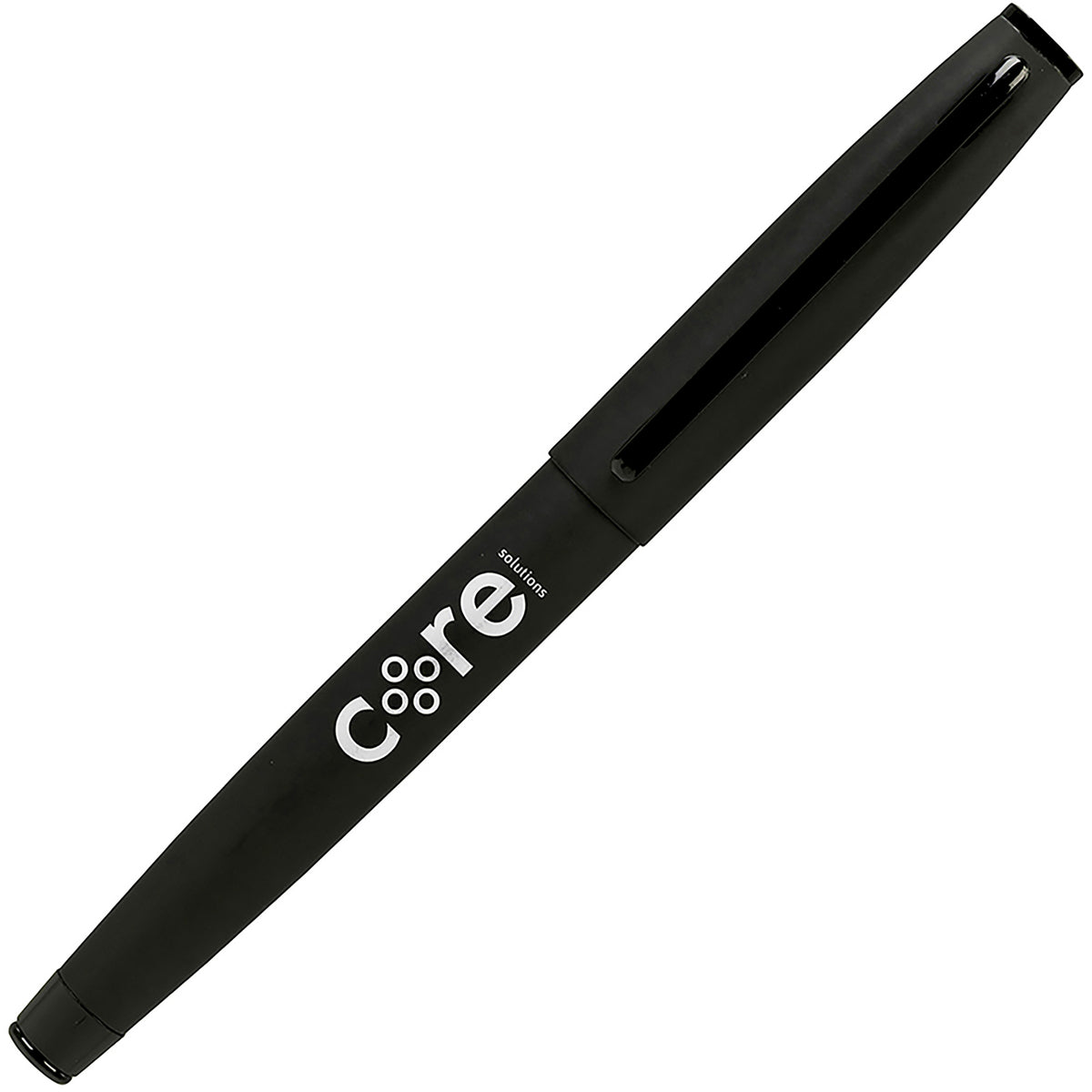 Branded Soft Feel Stainless Steel Capped Gel Roller in BLACK