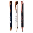 Branded Recycled Aluminium Ball Pen with Rose Gold Trim