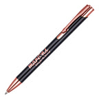 Branded Recycled Aluminium Ball Pen with Rose Gold Trim