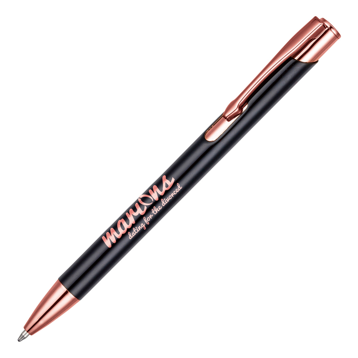 Branded Recycled Aluminium Ball Pen with Rose Gold Trim