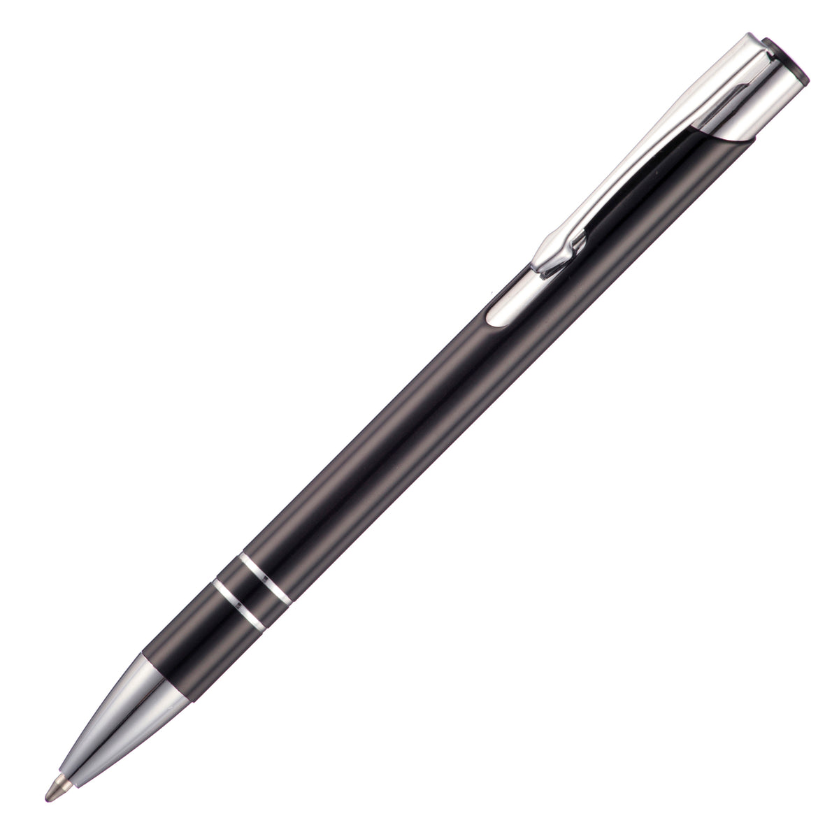 Branded Recycled Aluminium Blue Ink Ball Pen in BLACK