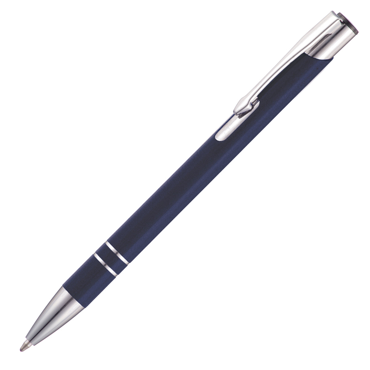 Branded Recycled Aluminium Blue Ink Ball Pen in DARK BLUE