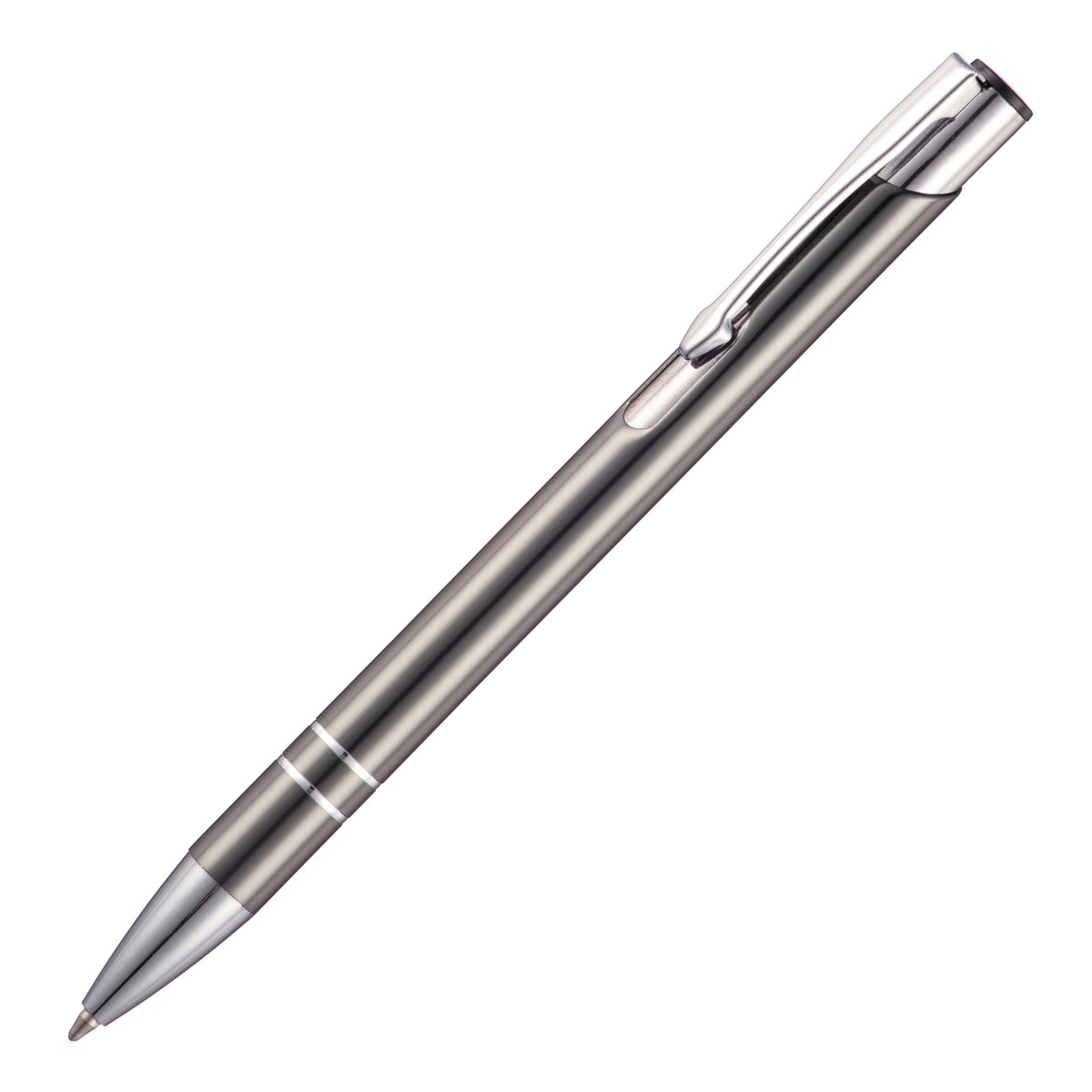 Branded Recycled Aluminium Blue Ink Ball Pen in GUN METAL