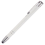 Branded Recycled Aluminium Ball Pen with Stylus in WHITE