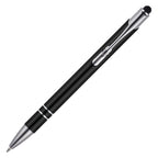 Branded Recycled Aluminium Plunger Stylus Ball Pen in BLACK