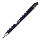 Branded Recycled Aluminium Plunger Stylus Ball Pen in DARK BLUE