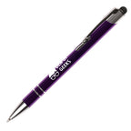 Branded Recycled Aluminium Plunger Stylus Ball Pen in PURPLE