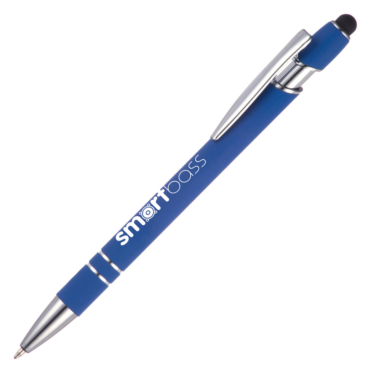 Branded Sleek Soft Feel Recycled Aluminium Ball Pen in BLUE