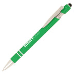 Branded Sleek Soft Feel Recycled Aluminium Ball Pen in GREEN