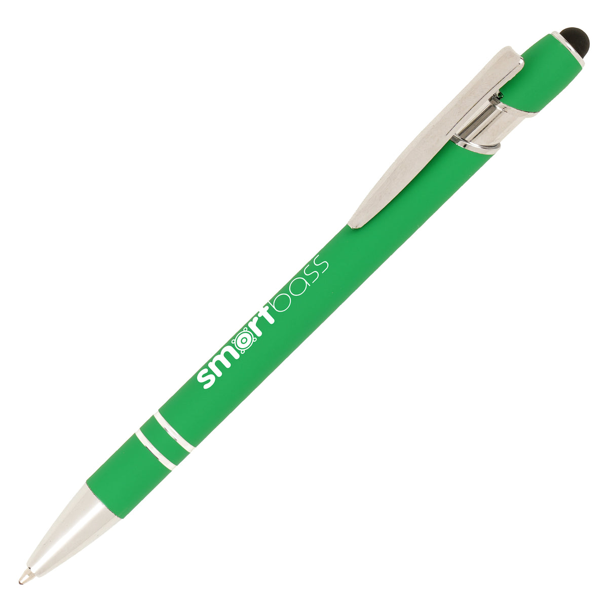 Branded Sleek Soft Feel Recycled Aluminium Ball Pen in GREEN