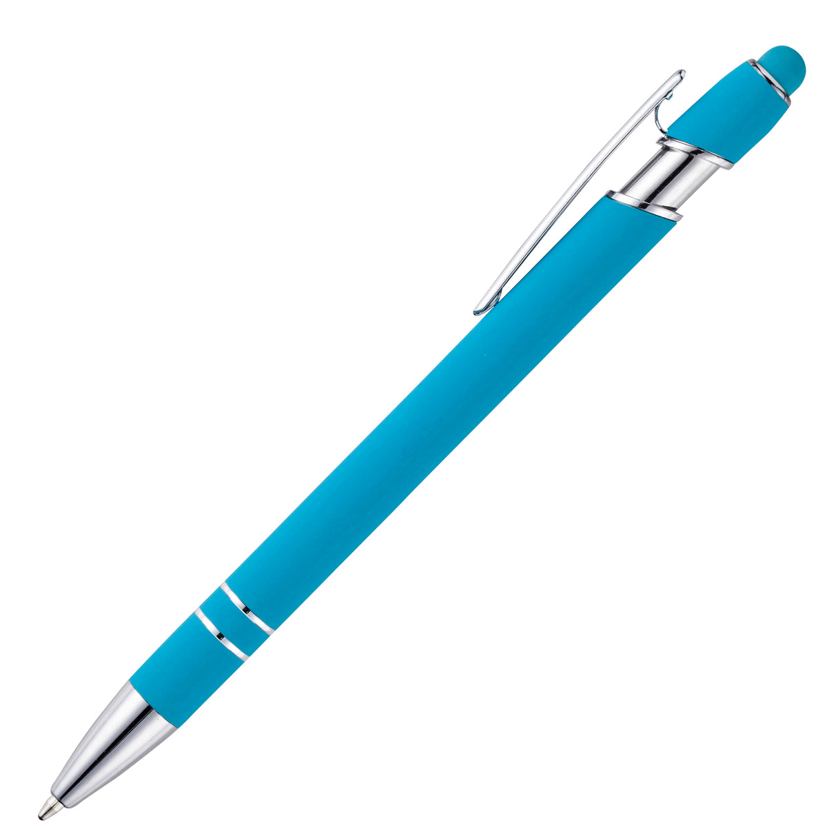 Branded Tropical Colour Soft Feel Aluminium Stylus Pen in TEAL BLUE
