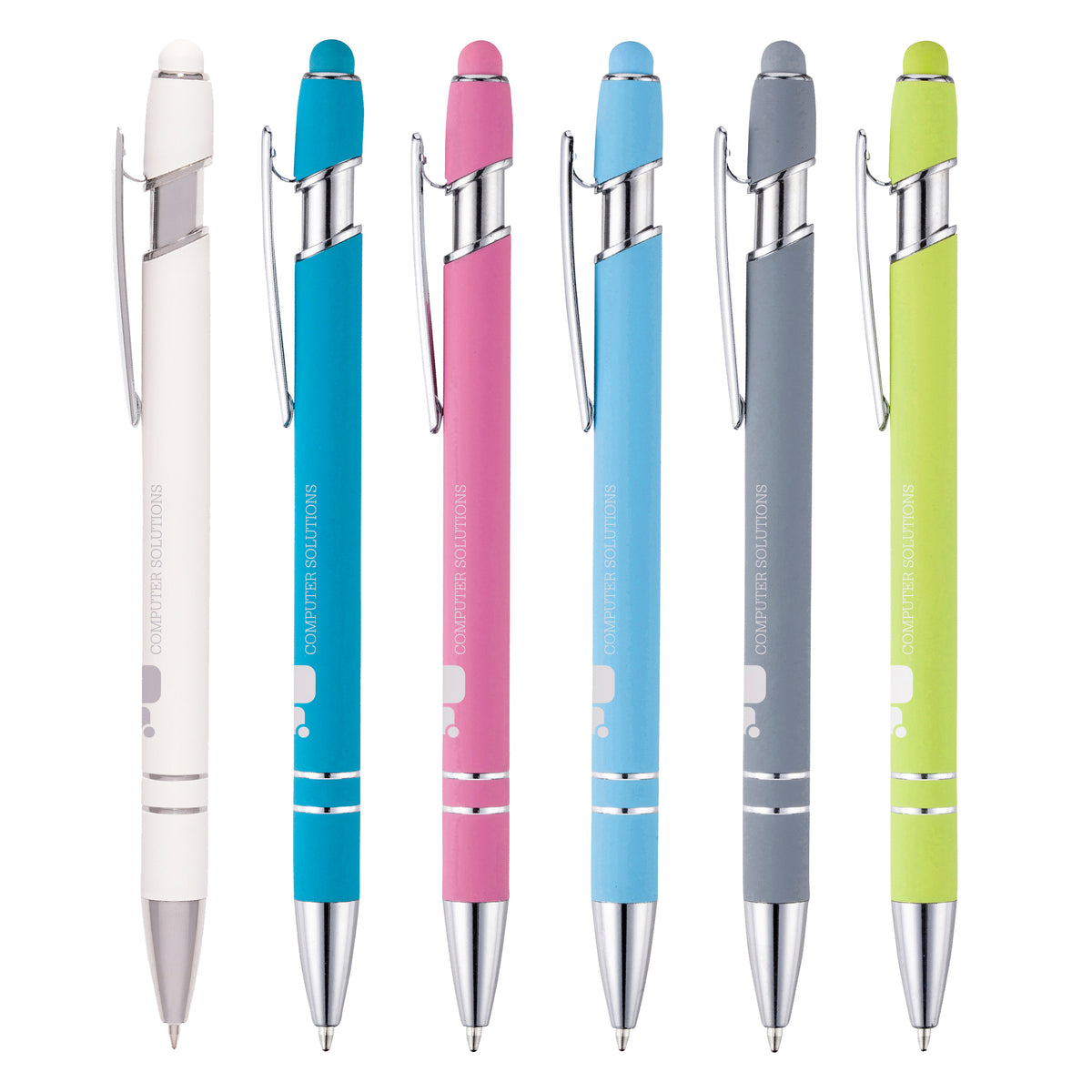 Branded Tropical Colour Soft Feel Aluminium Stylus Pen