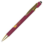 Branded Gold Trim Aluminium Stylus Ball Pen in BURGUNDY 2