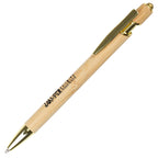 Branded Bamboo Ball Pen with Gold Trim and Stylus
