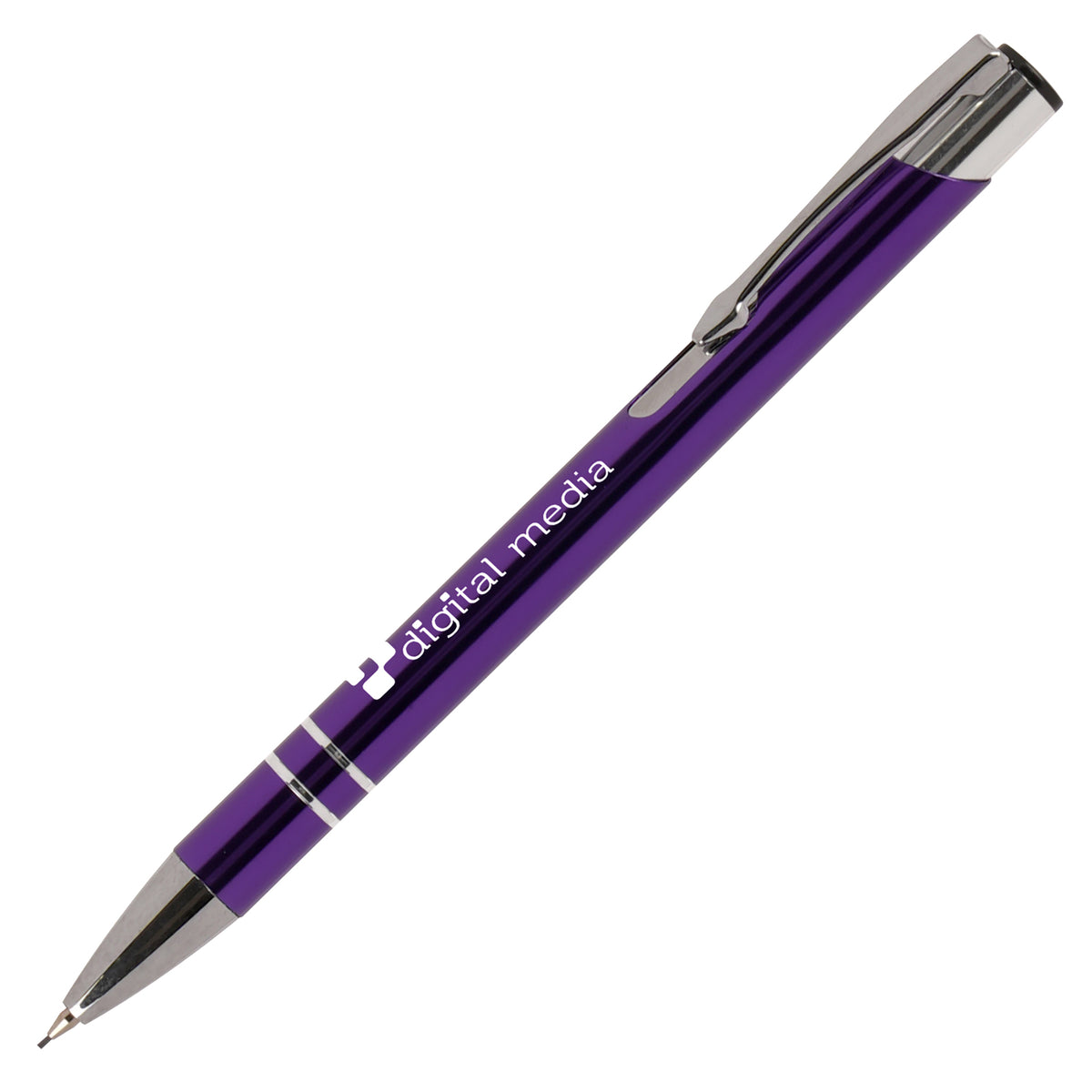 Branded Recycled Aluminium Mechanical Pencil in PURPLE