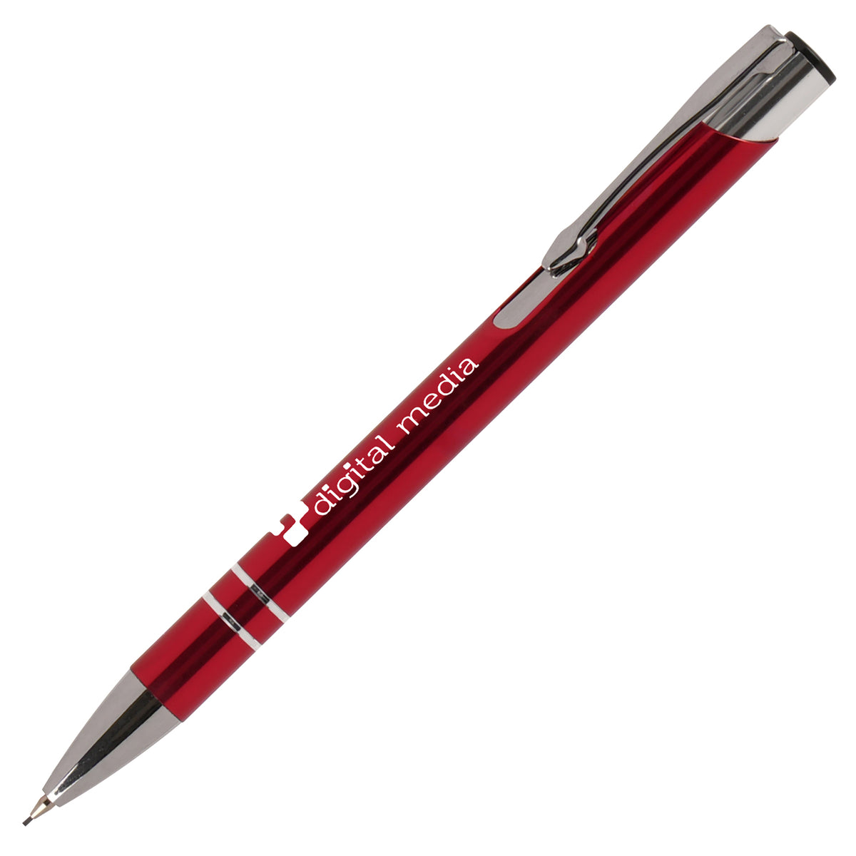 Branded Recycled Aluminium Mechanical Pencil in RED
