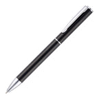 Branded Slim Twist Action Recycled Aluminium Ball Pen in BLACK