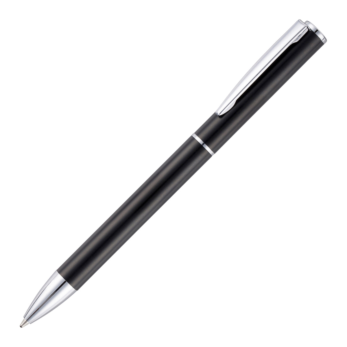 Branded Slim Twist Action Recycled Aluminium Ball Pen in BLACK