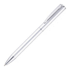 Branded Slim Twist Action Recycled Aluminium Ball Pen in SILVER