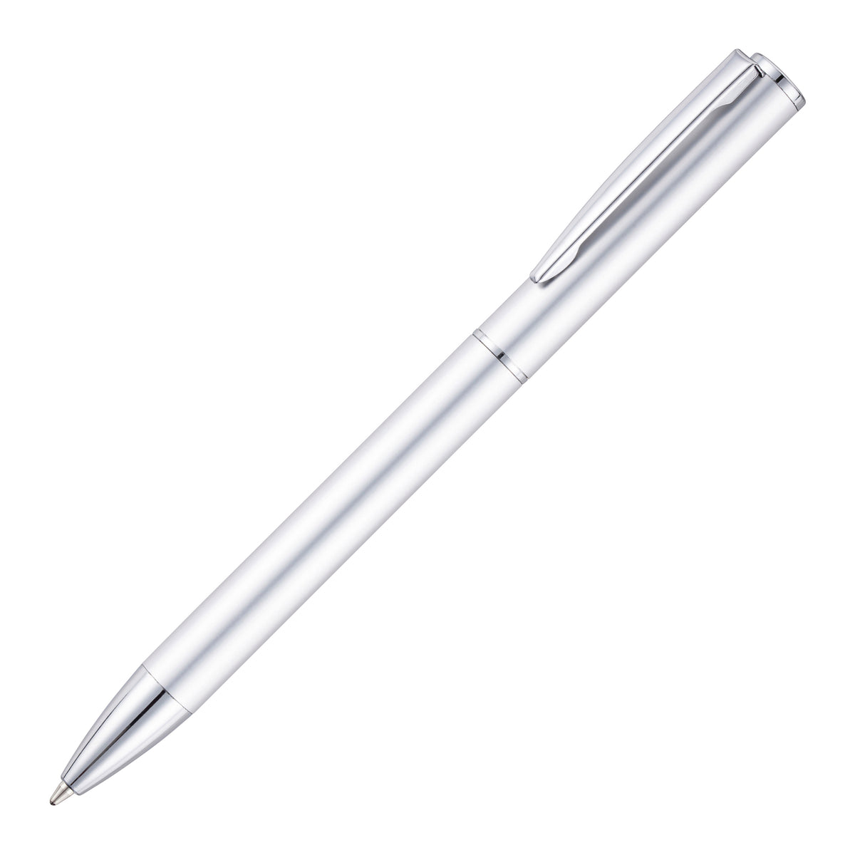 Branded Slim Twist Action Recycled Aluminium Ball Pen in SILVER