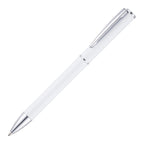 Branded Slim Twist Action Recycled Aluminium Ball Pen in WHITE