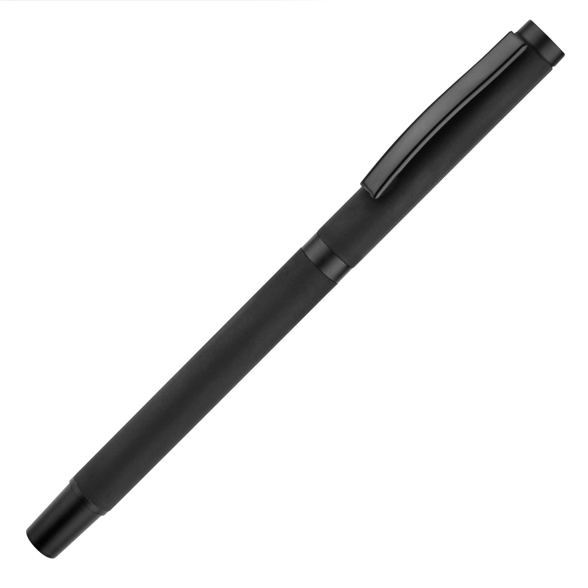 Branded Black Soft Finish Recycled Aluminium Rollerball Pen