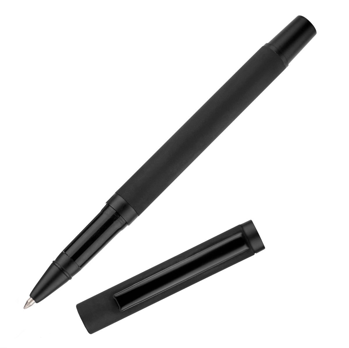 Branded Black Soft Finish Recycled Aluminium Rollerball Pen