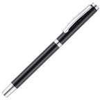 Branded High Gloss Recycled Aluminium Rollerball Pen in BLACK