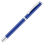 Branded High Gloss Recycled Aluminium Rollerball Pen in BLUE