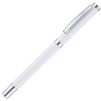 Branded High Gloss Recycled Aluminium Rollerball Pen in WHITE