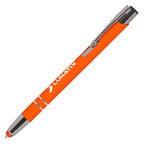 Branded Soft Feel Recycled Aluminium Stylus Ball Pen in AMBER