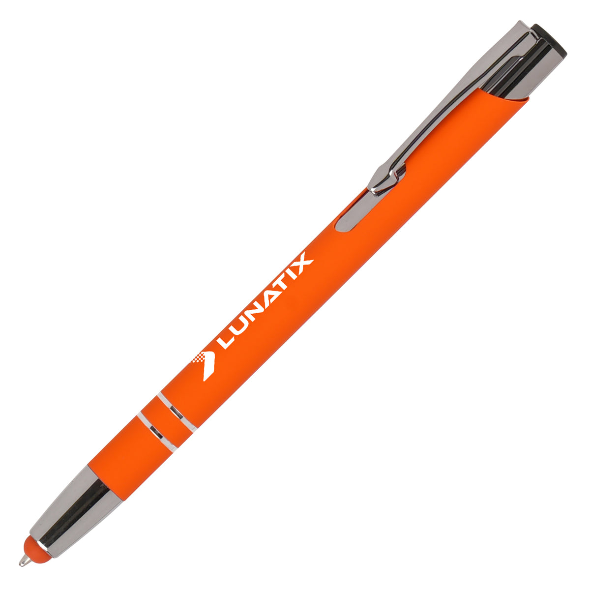 Branded Soft Feel Recycled Aluminium Stylus Ball Pen in AMBER