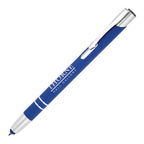 Branded Soft Feel Recycled Aluminium Stylus Ball Pen in BLUE