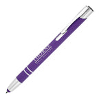 Branded Soft Feel Recycled Aluminium Stylus Ball Pen in PURPLE