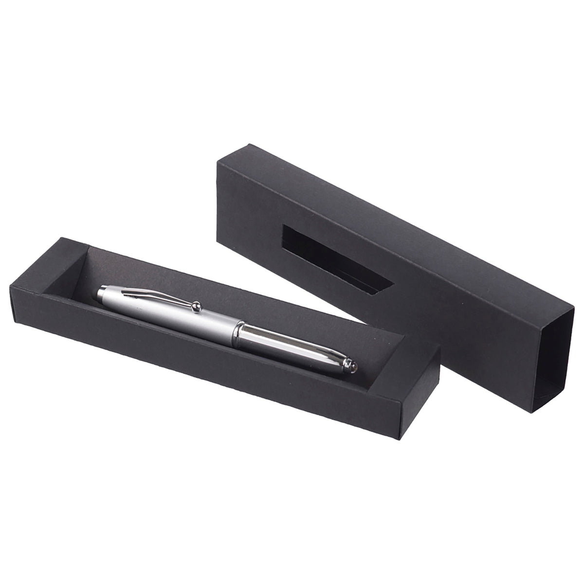 Branded Black Card Slider Gift Box for a Single Pen in BLACK