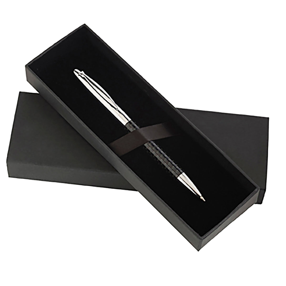 Branded Slide Out Cushioned Pen Box for One or Two Pens in BLACK