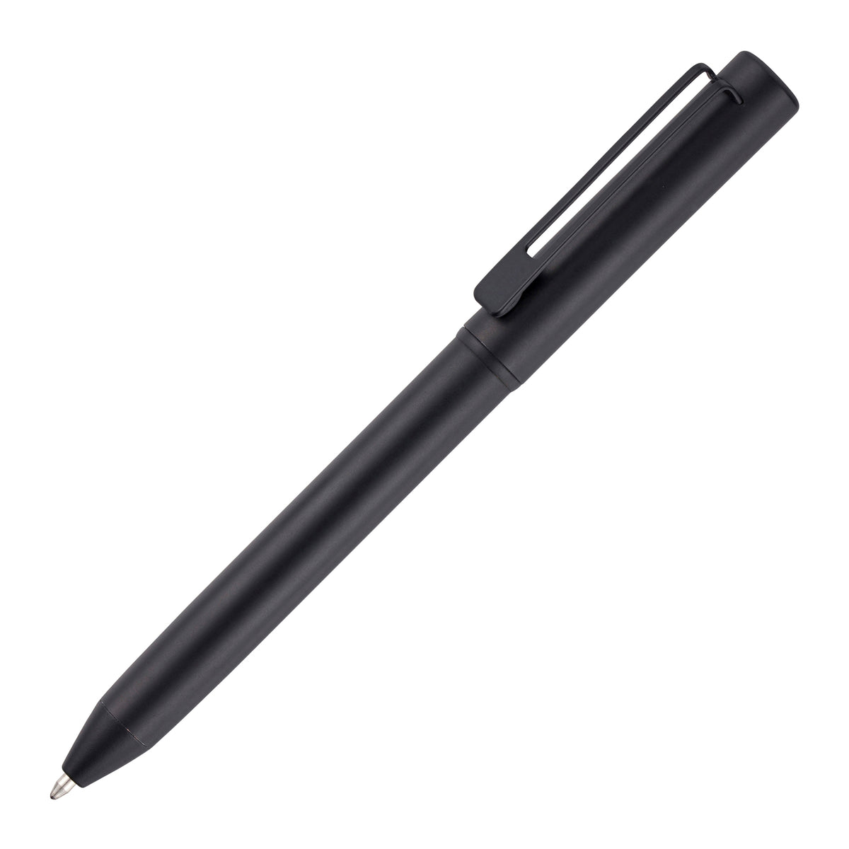 Branded Heavyweight Stainless Steel Twist Ball Pen in BLACK