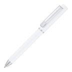 Branded Heavyweight Stainless Steel Twist Ball Pen in WHITE