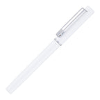 Branded Heavyweight Stainless Steel Capped Rollerball in WHITE