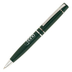 Branded Glossy Stainless Steel Ball Pen with Hinged Clip in DARK GREEN