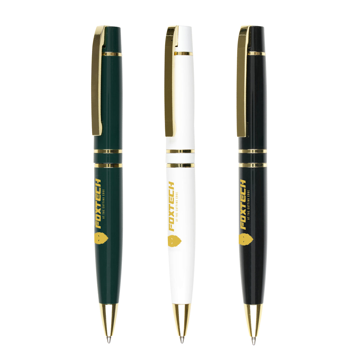 Branded Gold Accent Stainless Steel Ball Pen