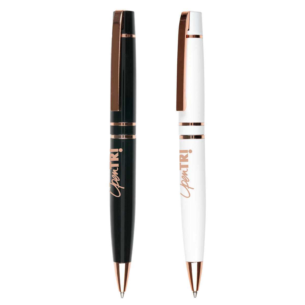 Branded Rose Gold Accent Stainless Steel Ball Pen