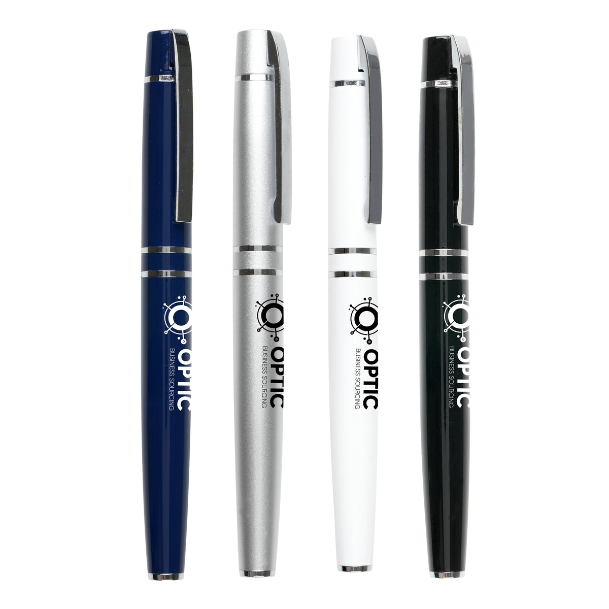 Branded Stainless Steel Rollerball Pen with Chrome Trim