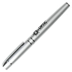 Branded Stainless Steel Rollerball Pen with Chrome Trim in SILVER