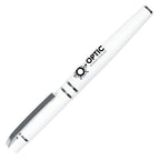 Branded Stainless Steel Rollerball Pen with Chrome Trim in WHITE